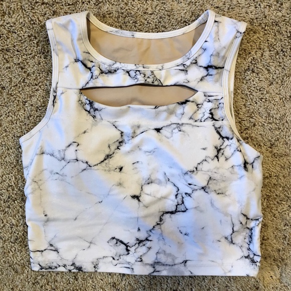 Buffbunny Collection Tops - BuffBunny White Marble Crop Top Size Small